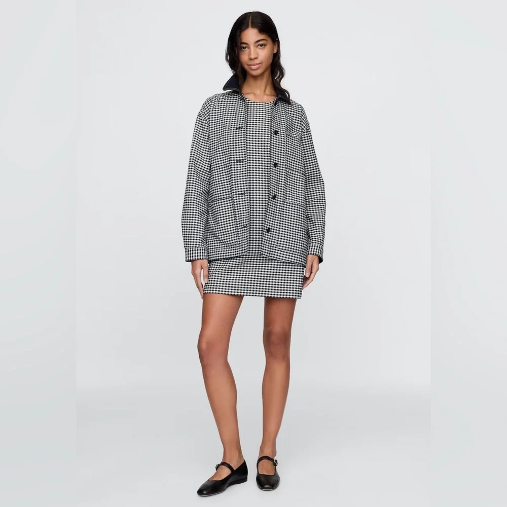 GAP x Doen Gingham Denim Jacket Pascual Blue White Black Size Small S - Picture 12 of 15